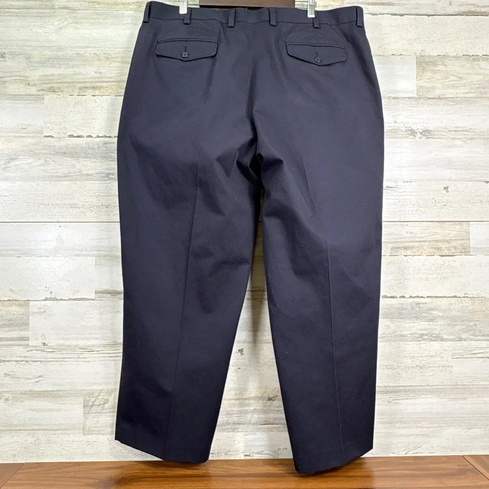 LL Bean Natural Fit Mens Navy Blue Cotton Dress Pants Size 42‎ x 28.5